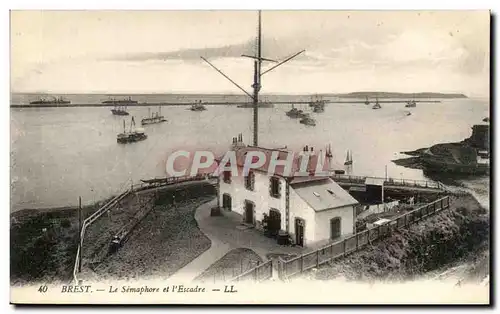 Ansichtskarte AK Brest Le Semaphore Et L Escadre Bateaux