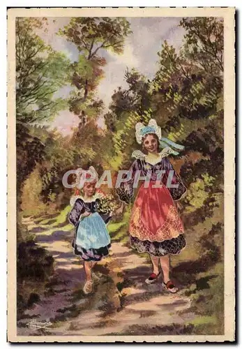 Cartes postales Fouesnant Chemin Creux Fouesnant Folklore Costume