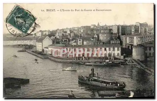 Ansichtskarte AK Brest L Entree du Port De Guerre Et Recouvarnces Bateau