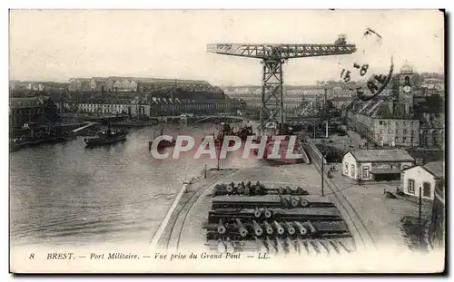 Cartes postales Brest Port Militaire Vue prise du grand pont Bateaux