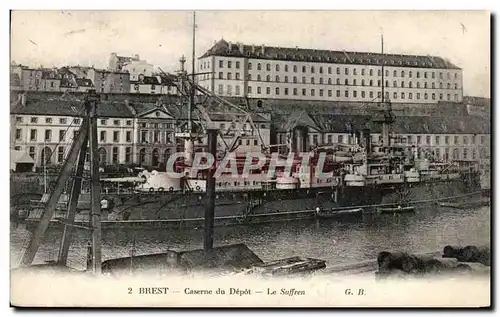 Cartes postales Brest Caserne du Depot Le Suffren Bateau