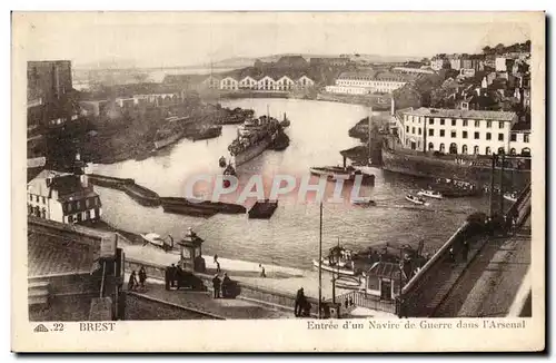 Ansichtskarte AK Brest Entree D Un Navire Guerre Dans L Arsenal Bateau