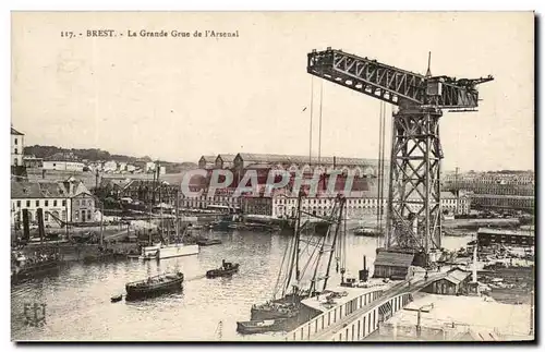 Ansichtskarte AK Brest La Grande Grue de l Arsenal Bateaux