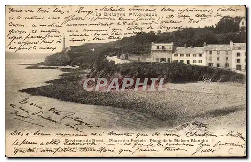 Ansichtskarte AK Environs De Brest Phare du Portzic Plage de la maison blanche