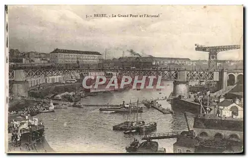 Ansichtskarte AK Brest Le Grand Pont Et L Arsenal Bateaux