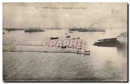 Cartes postales Brest La Rade Et L Entree Du port De Guerre Bateaux