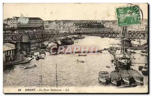 Cartes postales Brest Le Pont National Bateaux