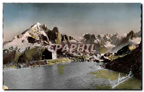 Cartes postales Chamonix Le Lac Blanc L Aiguille verte Les Drus les grandes Jorasses et les aiguilles de Chamoni