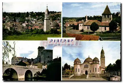 Cartes postales moderne Riberac et ses environs Vue generale La vieille chapelle L eglise Chateau de Bourdelles