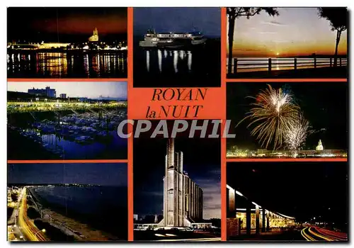 Cartes postales moderne Royan La Nuit La plage Le port Le bac L eglise Le casino Le front de mer