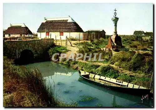 Cartes postales moderne Saintes Maries De La Mer Maison et croix de gardian dans un calme paysage d eau