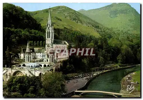 Moderne Karte Lourdes Le nouveau Pont sur le Gave La Basilique et la Grotte