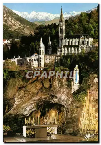 Cartes postales moderne Lourdes La grotte et la Basilique