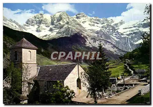 Moderne Karte Gavarnie L Eglise Au fond le Cirque