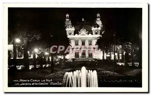 Cartes postales moderne Monte Carlo La Nuit Les Jardins et le Casino