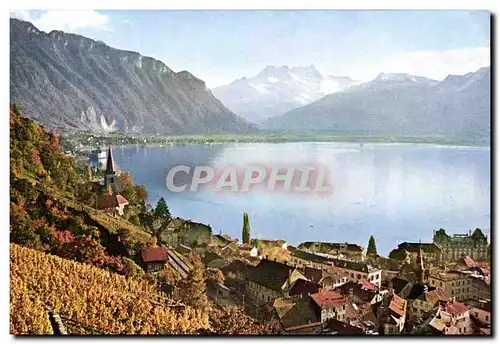 Cartes postales moderne Montreux Eglise de et Dents du Midi