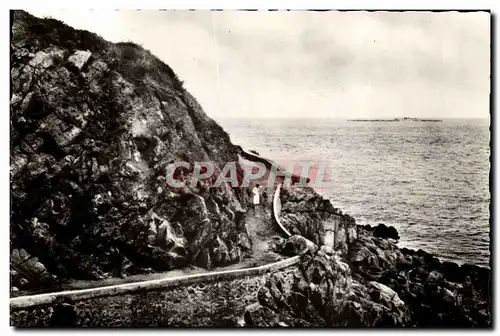 Cartes postales moderne St Quay Portrieux Sentier En Corniche a La Pointe de St Quay a l horizon l Ile Harbour