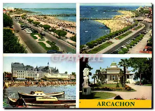 Moderne Karte Arcachon Pespective sur les plages Vue generale des plages et le boulevard Casino mauresque