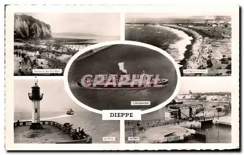 Cartes postales moderne Dieppe L Arromanches Bateau Paquebot Falaises du Bas Fort Blanc Phare Le port