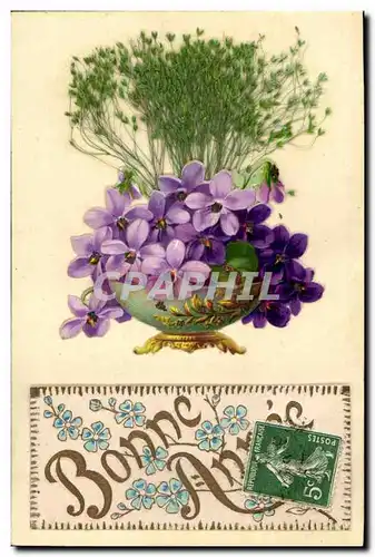 Cartes postales Fantaisie Bonne Annee Fleurs