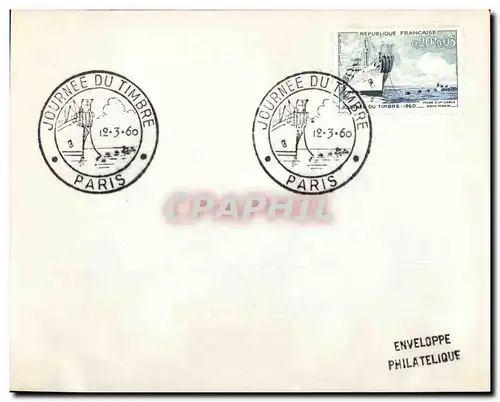 FDC Journee du timbre 1960 Pose d un cable sous marin Bateau