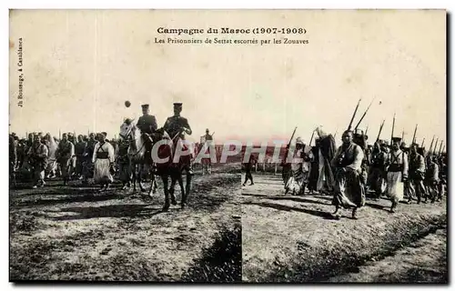 Ansichtskarte AK Campagne du Maroc 1907 1908 Les prisonniers de Setta escortes par les zouaves Militaria