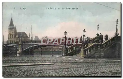Cartes postales Liege La Poste et La Passerelle