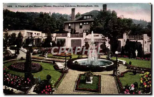 Cartes postales A View of the Massey Home Showing Gardens Birmingham Ala