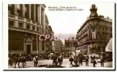 Cartes postales Madrid Calle de Sevilla Bancos de Bilbao y Espanol de Credito