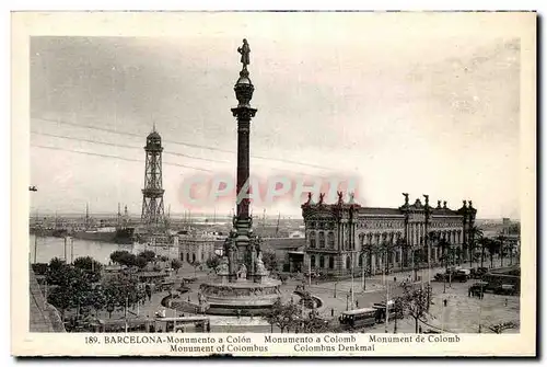 Cartes postales Barcelona Monumento a Colomb