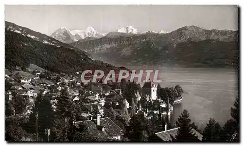 Ansichtskarte AK Oberhofen am Thunersee Eiger Monch Und Jungfrau