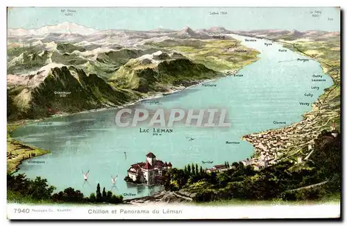 Cartes postales Chillon et Panorama du Leman