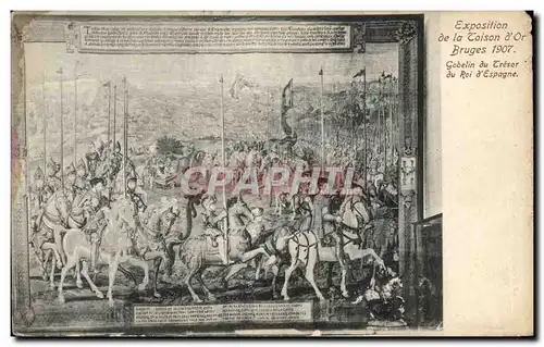 Cartes postales Exposition de la Toison d or Bruges 1907 Gobelin du Tresor du roi d Espagne