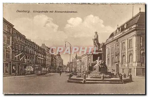 Ansichtskarte AK Duisburg Konigsplatz Mit Bismarckdenkmal