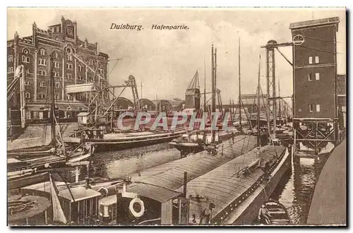 Ansichtskarte AK Duisburg Hafenpartie Bateaux