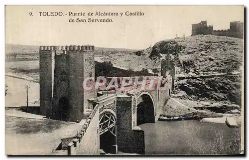 Ansichtskarte AK Toledo Puente de Alcantara Y Castillo De San Servando