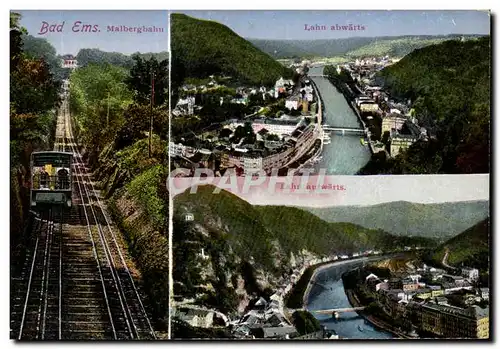 Ansichtskarte AK Bad Ems Malbergbahn Lahn abwarts Lahn Aufwarts