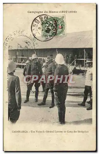Ansichtskarte AK Casablanca Une Visite da General Lyautey au Camp des Senegalais Campagne du Maroc 1907 1908 Mili