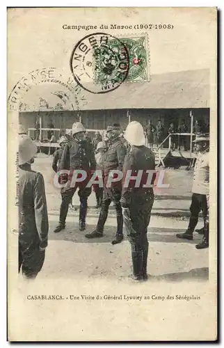 Cartes postales Casablanca Une Visite da General Lyautey au Camp des Senegalais Campagne du Maroc 1907 1908 Mili