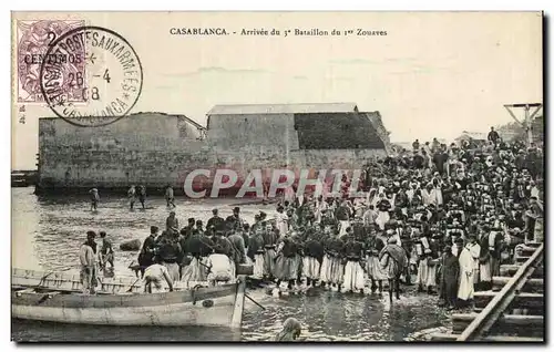 Cartes postales Casablanca Arrivee du 3eme Bataillon du 1er Zouaves Maroc Militaria