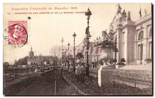 Cartes postales Perspective des Jardins Et De la Grande terrasse Exposition universelle de Bruxelles 1910