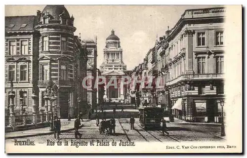 Cartes postales Bruxelles Rue de la Regence et Palais de Justice