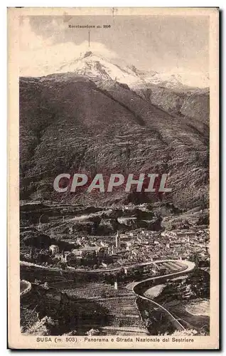 Ansichtskarte AK Susa Panorama e Strada Nazionale del Sestriere