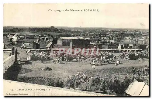 Cartes postales Casablanca Le Camp Campagne du Maroc 1907 1908 Militaria