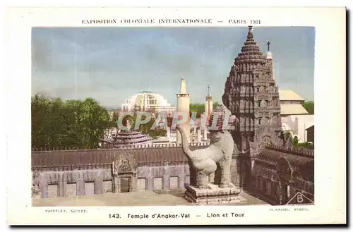 Ansichtskarte AK Paris Exposition coloniale internationale Paris 1931 Temple D Angkor Vat Lion et Tour