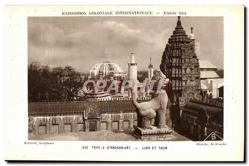 Ansichtskarte AK Paris Exposition coloniale internationale Paris 1931 Temple D Angkor Vat Lion Et Tour