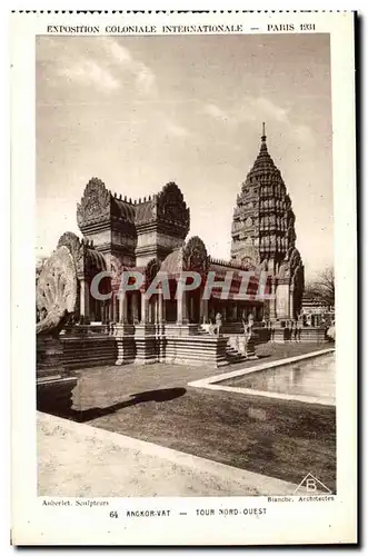 Cartes postales Paris Exposition coloniale internationale Paris 1931 Temple D Angkor Vat Tour Nord Quest