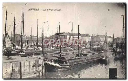 Cartes postales Anvers Le Vieux Bassin Bateaux Peniches