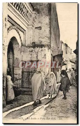 Cartes postales Meknes Souks et Porte Bah Kau