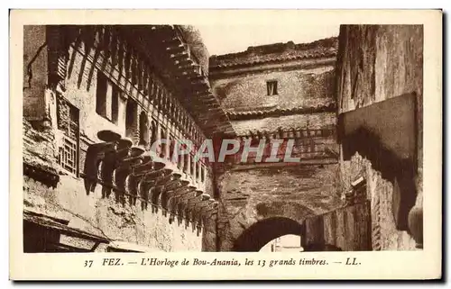 Cartes postales Fez L Horloge de Bau Anania Les 13 grands Timbres